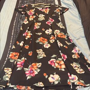 La Belle Black Maxi Dress with Floral Design